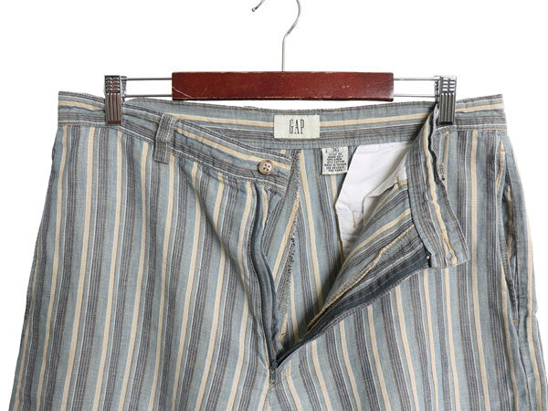 00s オールド ギャップ ストライプ ショートパンツ メンズ 36 / リネン コットン ショーツ 短パン ノータック ハーフパンツ マルチカラー