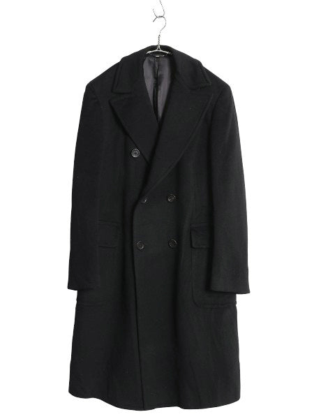 イタリア製 バーバリー ロンドン ダブルブレスト チェスター コート メンズ L 程/ 高級 ウール カシミヤ フィールド ロングコート ブラック