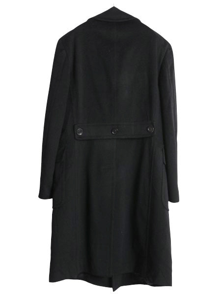 イタリア製 バーバリー ロンドン ダブルブレスト チェスター コート メンズ L 程/ 高級 ウール カシミヤ フィールド ロングコート ブラック