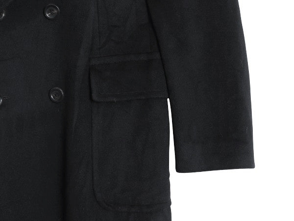 イタリア製 バーバリー ロンドン ダブルブレスト チェスター コート メンズ L 程/ 高級 ウール カシミヤ フィールド ロングコート ブラック