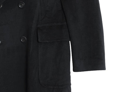 イタリア製 バーバリー ロンドン ダブルブレスト チェスター コート メンズ L 程/ 高級 ウール カシミヤ フィールド ロングコート ブラック