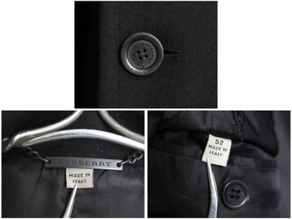 イタリア製 バーバリー ロンドン ダブルブレスト チェスター コート メンズ L 程/ 高級 ウール カシミヤ フィールド ロングコート ブラック