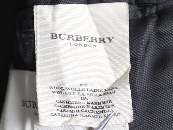 イタリア製 バーバリー ロンドン ダブルブレスト チェスター コート メンズ L 程/ 高級 ウール カシミヤ フィールド ロングコート ブラック