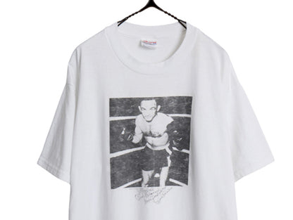 00s ★ カーメンバシリオ ボクサー フォト プリント Tシャツ メンズ L / オールド ボクシング 格闘技 スポーツ イラスト グラフィック 白