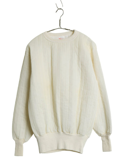 デッドストック 70s USA製 中綿 キルティング 長袖 Tシャツ メンズ レディース XL 新品 ヴィンテージ サーマル インナー ロンT ナチュラル