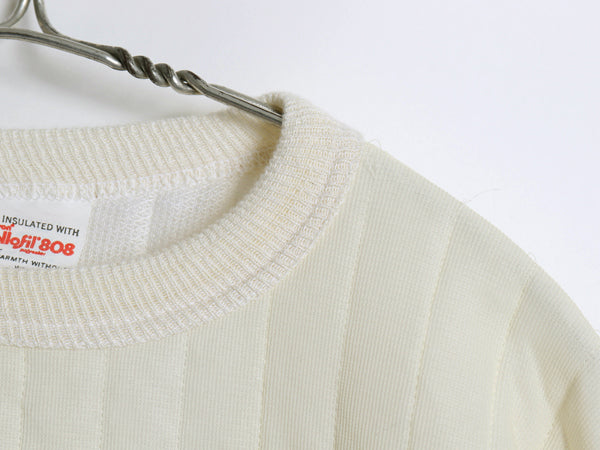 デッドストック 70s USA製 中綿 キルティング 長袖 Tシャツ メンズ レディース XL 新品 ヴィンテージ サーマル インナー ロンT ナチュラル