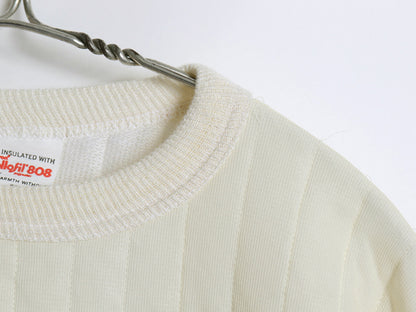 デッドストック 70s USA製 中綿 キルティング 長袖 Tシャツ メンズ レディース XL 新品 ヴィンテージ サーマル インナー ロンT ナチュラル