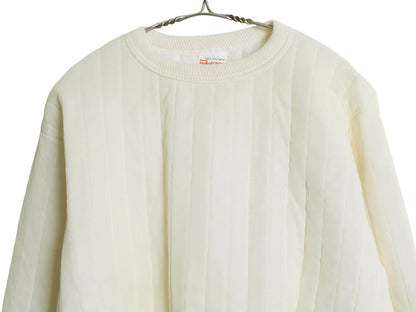 デッドストック 70s USA製 中綿 キルティング 長袖 Tシャツ メンズ レディース XL 新品 ヴィンテージ サーマル インナー ロンT ナチュラル
