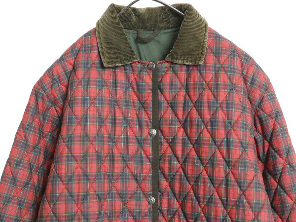 80s 90s イタリア製 BARRAKAN 中綿 キルティング ジャケット レディース L / オールド ヴィンテージ ナイロン タータン チェック ブルゾン