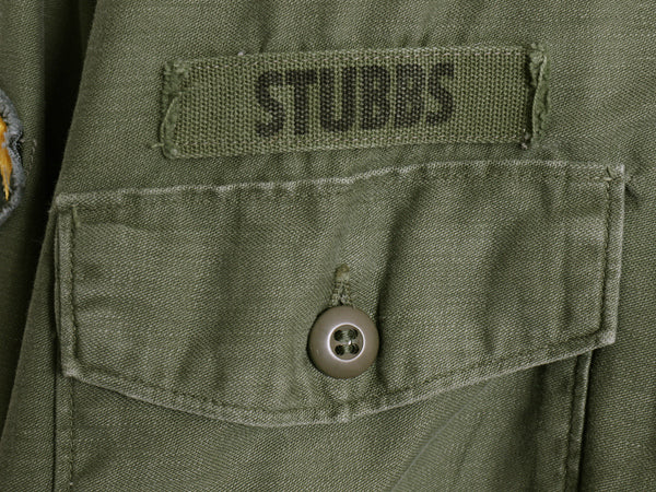 60s 米軍実物 US ARMY コットン サテン ユーティリティ シャツ M / ヴィンテージ OG107 シャツ袖 2nd 軍物 ミリタリー ワッペン フルパッチ