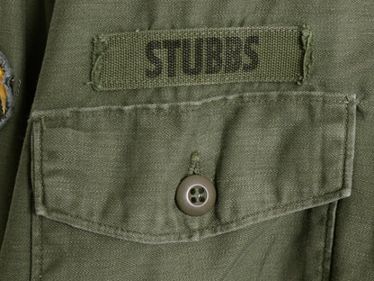60s 米軍実物 US ARMY コットン サテン ユーティリティ シャツ M / ヴィンテージ OG107 シャツ袖 2nd 軍物 ミリタリー ワッペン フルパッチ