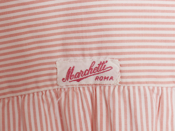 30s イタリア製 ビスポーク ★ Marchetti ストライプ ピンホール ドレス シャツ メンズ XL ヴィンテージ フォーマル ダブルカフス マチ付き