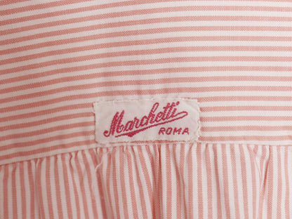 30s イタリア製 ビスポーク ★ Marchetti ストライプ ピンホール ドレス シャツ メンズ XL ヴィンテージ フォーマル ダブルカフス マチ付き