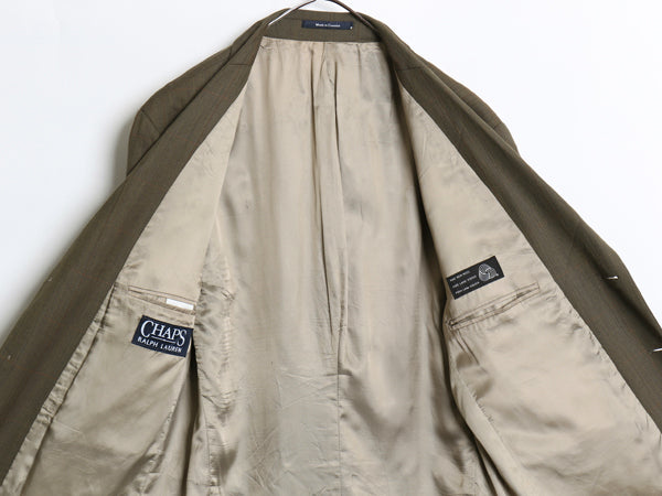 00s チャップス ラルフローレン テーラード ジャケット メンズ L 程/ オールド ポロ ウール ブレザー チェック トラッド マルチカラー 茶