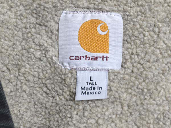 US企画 カーハート ダック ベスト メンズ L / 古着 裏 ボア パイル フリース 前開き 重ね着 フルジップ ワーク 廃盤 ワンポイント ブラック