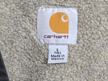 US企画 カーハート ダック ベスト メンズ L / 古着 裏 ボア パイル フリース 前開き 重ね着 フルジップ ワーク 廃盤 ワンポイント ブラック