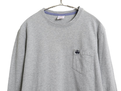 ブルックスブラザーズ ポケット付き 長袖 Tシャツ メンズ L / ロンT ポケT ロングスリーブ コットン ワンポイント カットソー ボックス 灰