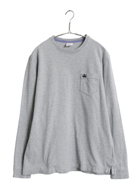 ブルックスブラザーズ ポケット付き 長袖 Tシャツ メンズ L / ロンT ポケT ロングスリーブ コットン ワンポイント カットソー ボックス 灰