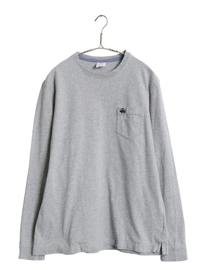 ブルックスブラザーズ ポケット付き 長袖 Tシャツ メンズ L / ロンT ポケT ロングスリーブ コットン ワンポイント カットソー ボックス 灰