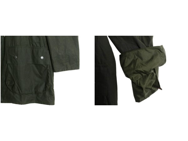 00s イギリス製 フルセット ★ バブアー ボーダー オイルド ジャケット メンズ XL オールド 3ワラント ハーフ コート フード ライナー付き