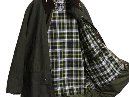 00s イギリス製 フルセット ★ バブアー ボーダー オイルド ジャケット メンズ XL オールド 3ワラント ハーフ コート フード ライナー付き