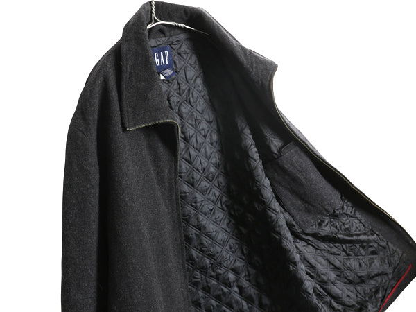 00s オールド ギャップ フルジップ ウール ジャケット メンズ XL / ハーフ コート ブルゾン 中綿 キルティング ライナー 大きいサイズ 濃灰