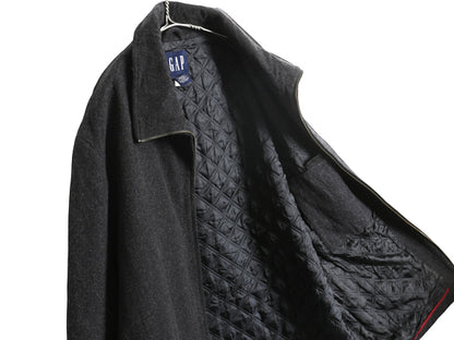 00s オールド ギャップ フルジップ ウール ジャケット メンズ XL / ハーフ コート ブルゾン 中綿 キルティング ライナー 大きいサイズ 濃灰