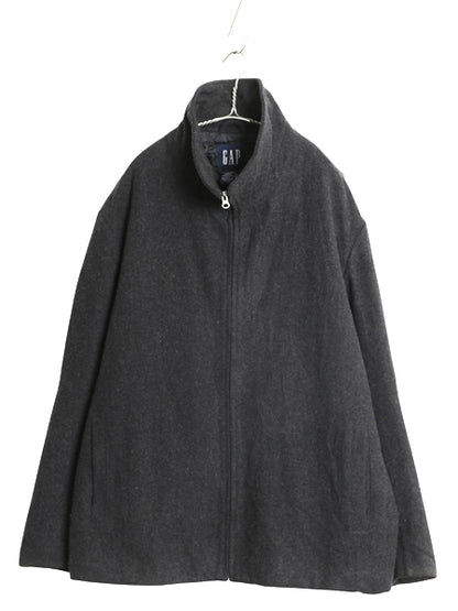 00s オールド ギャップ フルジップ ウール ジャケット メンズ XL / ハーフ コート ブルゾン 中綿 キルティング ライナー 大きいサイズ 濃灰