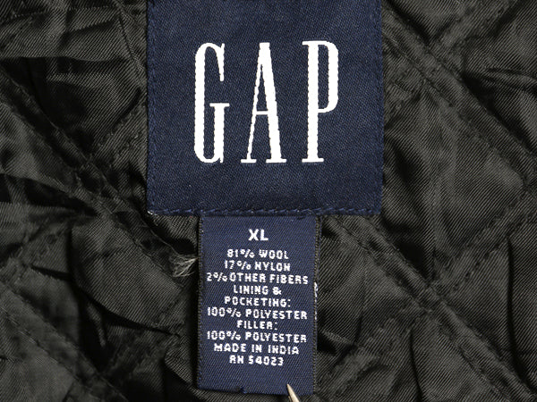 00s オールド ギャップ フルジップ ウール ジャケット メンズ XL / ハーフ コート ブルゾン 中綿 キルティング ライナー 大きいサイズ 濃灰