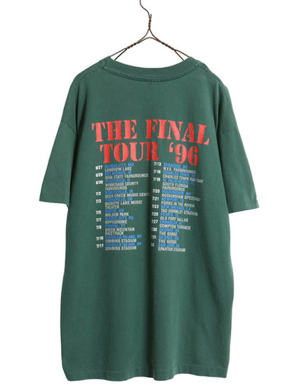 90s USA製 ★ ラモーンズ ツアー プリント Tシャツ メンズ XL 古着 オールド 当時物 バンド パンク ロック グラフィックイラスト バンT 緑