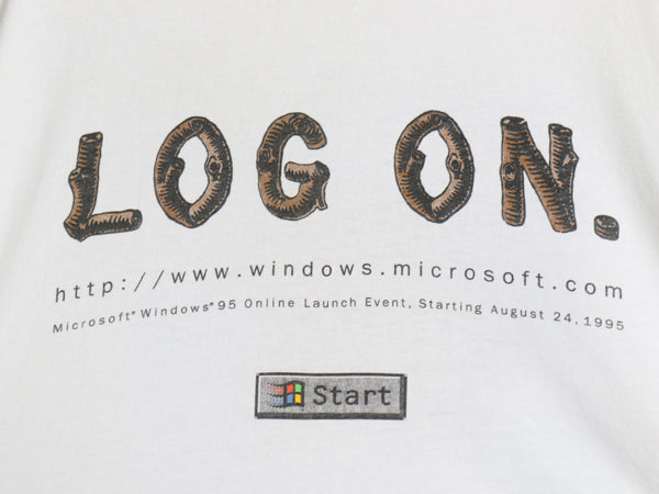 90s USA製 ★ マイクロソフト Windows ジョーク イラスト プリント Tシャツ メンズ L / オールド 企業物 当時物 コンピューター ONEITA 白