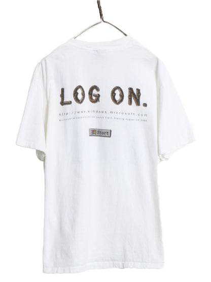 90s USA製 ★ マイクロソフト Windows ジョーク イラスト プリント Tシャツ メンズ L / オールド 企業物 当時物 コンピューター ONEITA 白