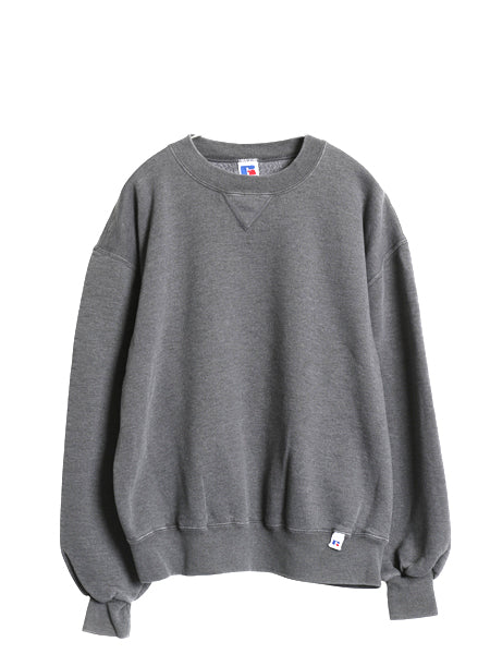 90s USA製 ラッセル 無地 スウェット メンズ レディース L / 古着 オールド トレーナー 前V 裏起毛 ワンポイント ブランク シンプル グレー