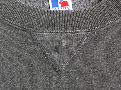 90s USA製 ラッセル 無地 スウェット メンズ レディース L / 古着 オールド トレーナー 前V 裏起毛 ワンポイント ブランク シンプル グレー