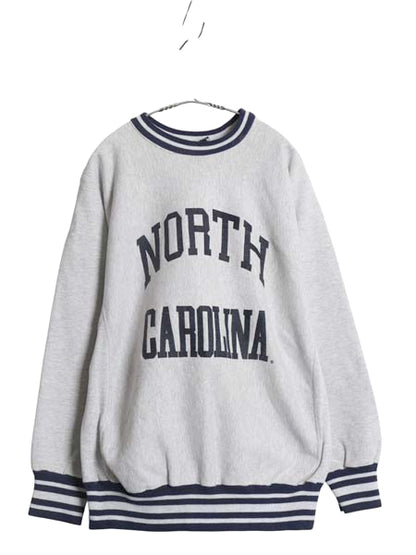 90s USA製 2段 カレッジ プリント スウェット メンズ XL / 古着 オールド トレーナー リバース タイプ ヘビーウェイト 裏起毛 大きいサイズ