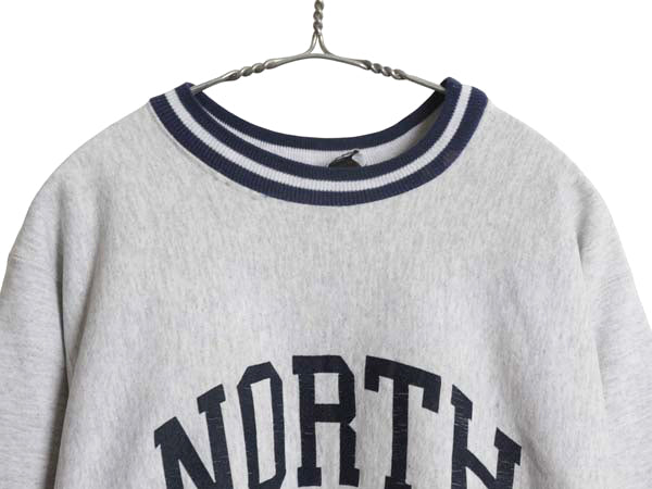 90s USA製 2段 カレッジ プリント スウェット メンズ XL / 古着 オールド トレーナー リバース タイプ ヘビーウェイト 裏起毛 大きいサイズ