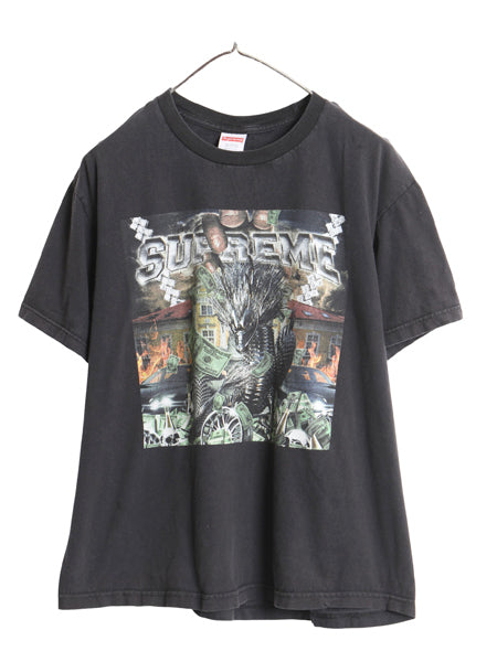 20SS USA製 シュプリーム ドラゴン イラスト プリント Tシャツ メンズ M / グラフィック アート スカル ドル札 ヘビーウェイト ブラック
