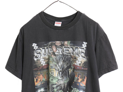 20SS USA製 シュプリーム ドラゴン イラスト プリント Tシャツ メンズ M / グラフィック アート スカル ドル札 ヘビーウェイト ブラック