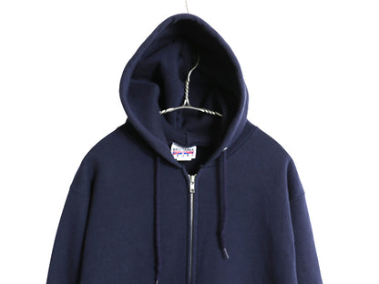 90s USA製 ブリタニア 無地 フルジップ スウェット フード パーカー メンズ M / オールド リーバイス トレーナー 裏起毛 シンプル ネイビー