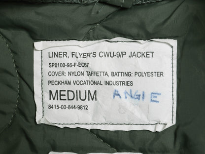 90s ★ 米軍実物 USAF CWU 9/P 中綿 キルティング ライナー ジャケット MEDIUM / 98年製 古着 ミリタリー エアフォース ナイロン フライト