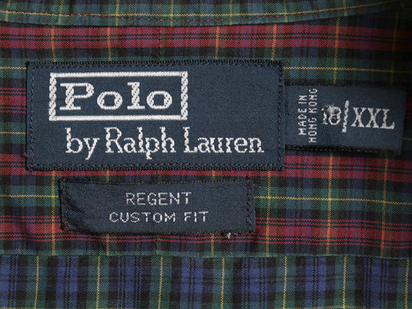 90s ポロ ラルフローレン チェック 長袖 シャツ メンズ XXL / オールド REGENT CUSTOM FIT ポニー 無し クレイジー パターン 大きいサイズ