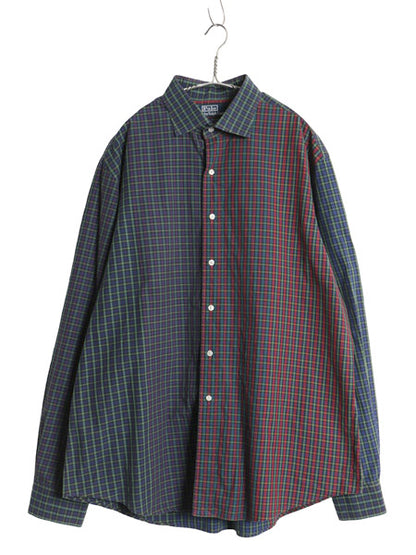 90s ポロ ラルフローレン チェック 長袖 シャツ メンズ XXL / オールド REGENT CUSTOM FIT ポニー 無し クレイジー パターン 大きいサイズ