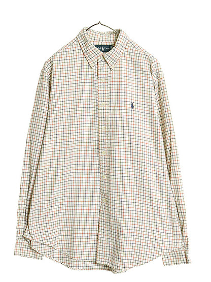 00s ラルフローレン チェック 長袖 ボタンダウン シャツ メンズ XL オールド ポロ 長袖シャツ コットン 大きいサイズ ワイシャツ ゆったり