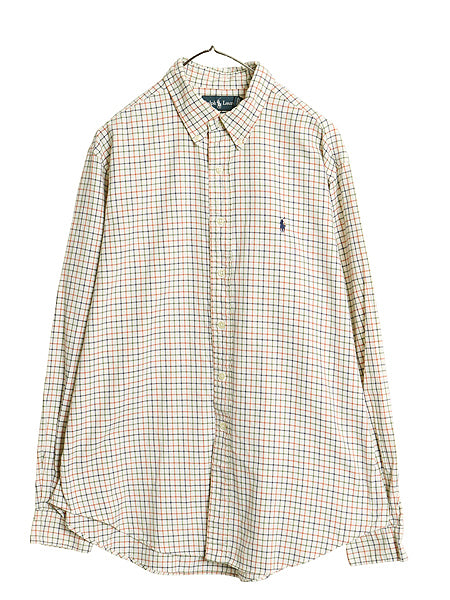 00s ラルフローレン チェック 長袖 ボタンダウン シャツ メンズ XL オールド ポロ 長袖シャツ コットン 大きいサイズ ワイシャツ ゆったり