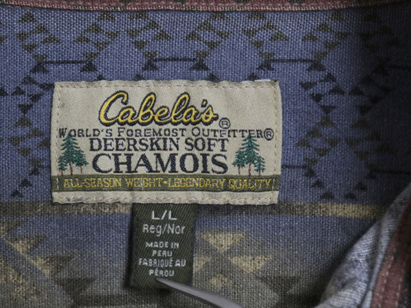 カベラス ネイティブ 総柄 シャモア クロス 3点留め ボタンダウン 長袖 シャツ メンズ L / アウトドア ネルシャツ ハンティング フランネル