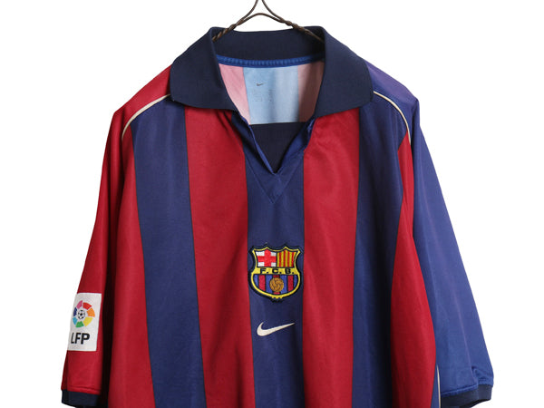 00s ☆ ナイキ バルセロナ サッカー ユニフォーム メンズ XL オールド 01 02 当時物 ラリーガ スペイン ホーム フットボール ゲームシャツ