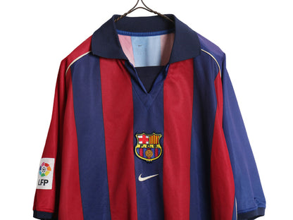 00s ☆ ナイキ バルセロナ サッカー ユニフォーム メンズ XL オールド 01 02 当時物 ラリーガ スペイン ホーム フットボール ゲームシャツ