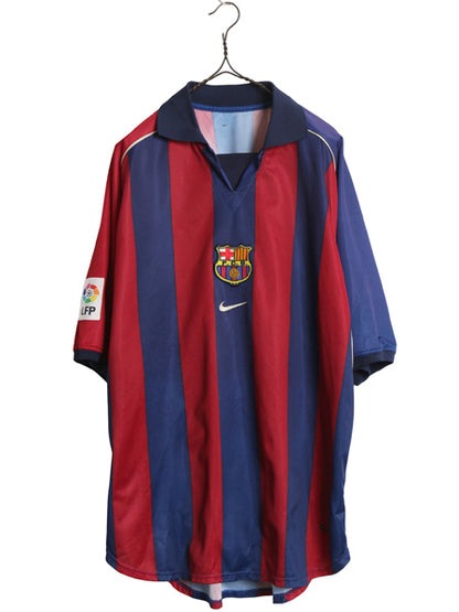 00s ☆ ナイキ バルセロナ サッカー ユニフォーム メンズ XL オールド 01 02 当時物 ラリーガ スペイン ホーム フットボール ゲームシャツ