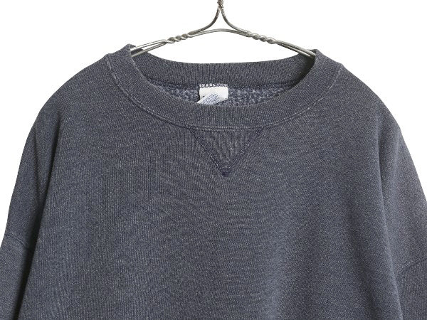 90s ラッセル 無地 スウェット メンズ レディース XL オールド トレーナー 前V 裏起毛 大きいサイズ ワンポイント ブランク ブルー グレー