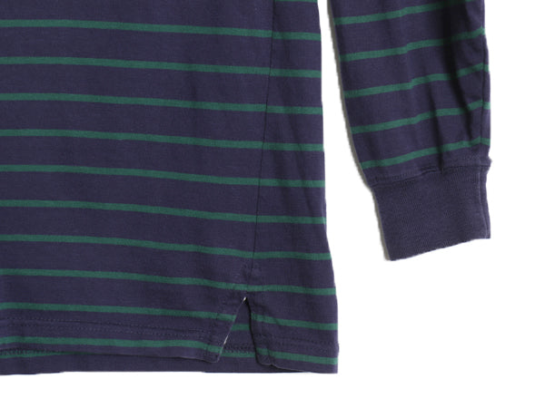 80s USA製 エルエルビーン モックネック ボーダー 長袖 Tシャツ メンズ M / ヴィンテージ ロンT ストレッチ コットン カットソー インナー